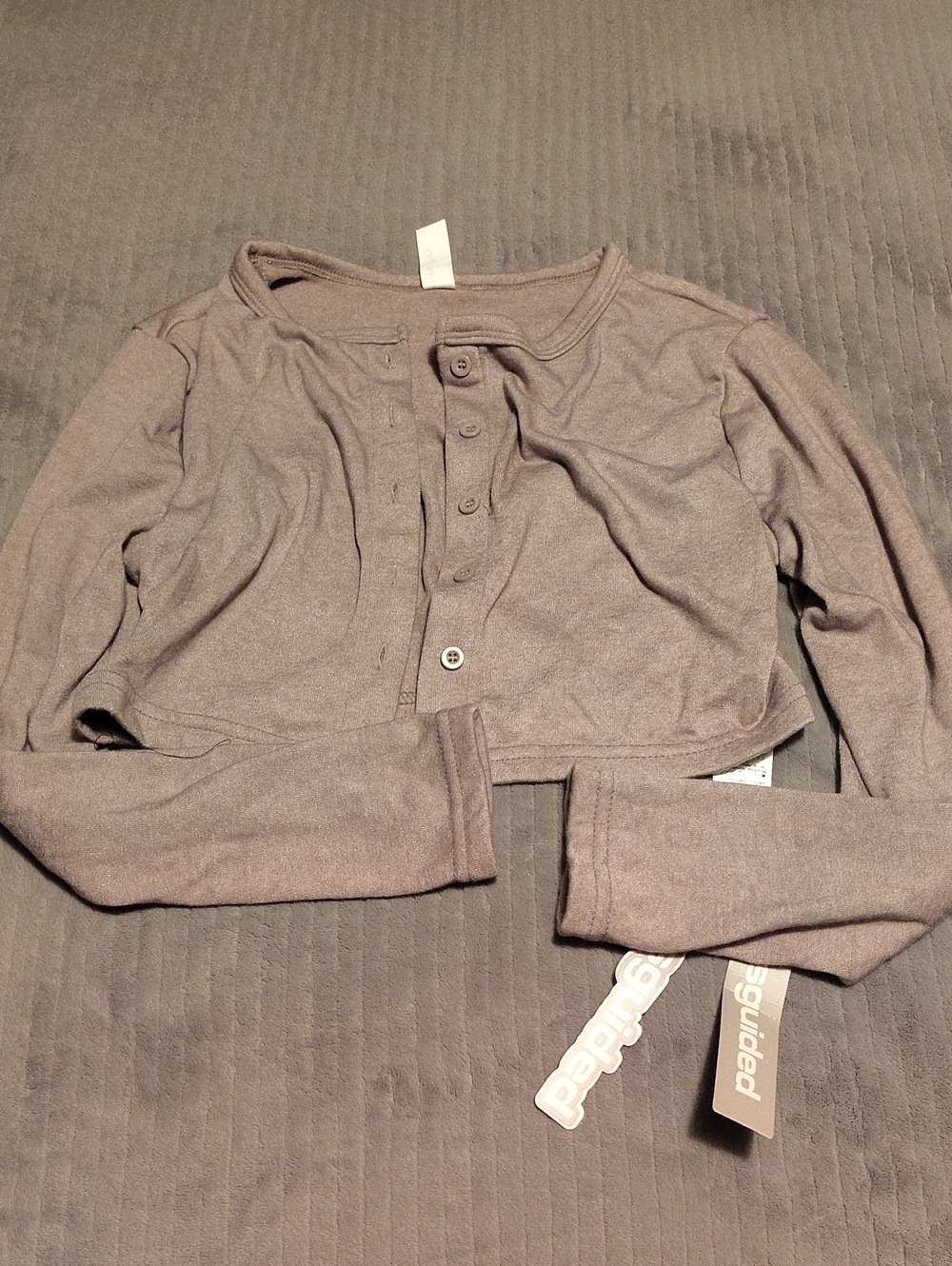 Missguided Cropped Henley Top - Mauve